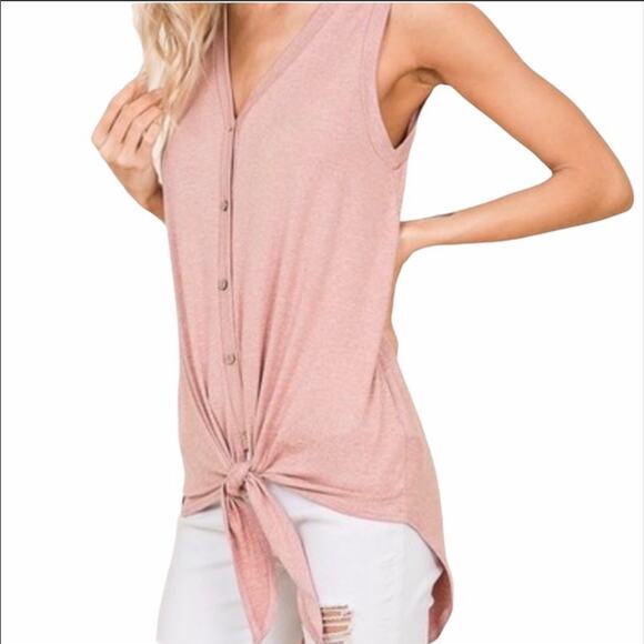 Sleeveless button front top pink - Picture 3 of 8